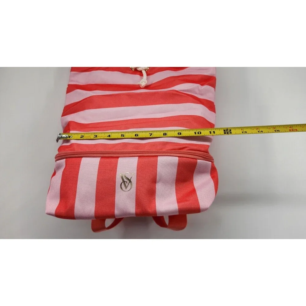 Victoria's Secret Pink Coral Stripe Drawstring Backpack‎ 2-in-1 Cooler